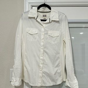 Converse Tailored White Cotton Button Down size large